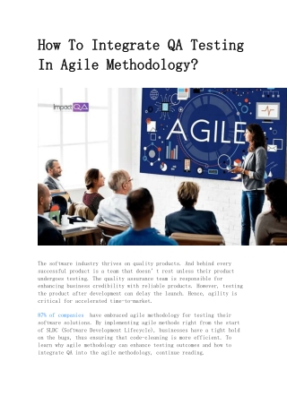 How To Integrate QA Testing In Agile Methodology