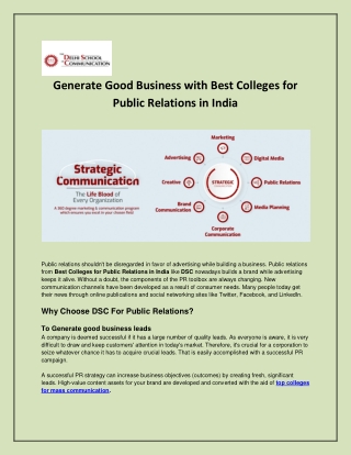 Best Colleges for Public Relations in India - DSC