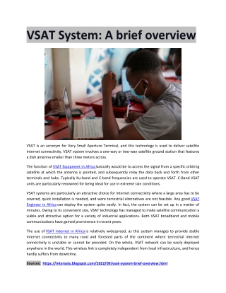 VSAT System: A brief overview