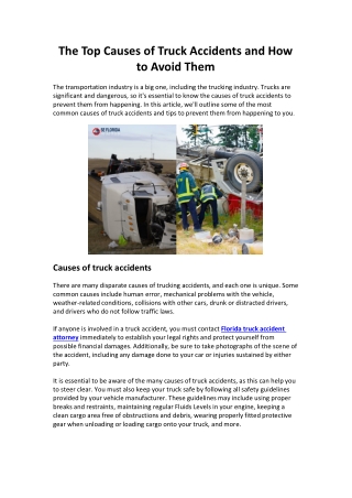 The Top Causes of Truck Accidents and How to Avoid Them