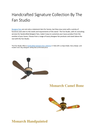 Handcrafted Signature Collection By The Fan Studio
