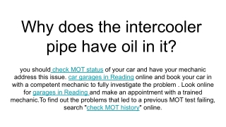 Why does the intercooler pipe have oil in it_