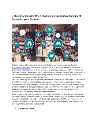 5 Things to Consider When Choosing an ECommerce Fulfillment Service for your Business blog