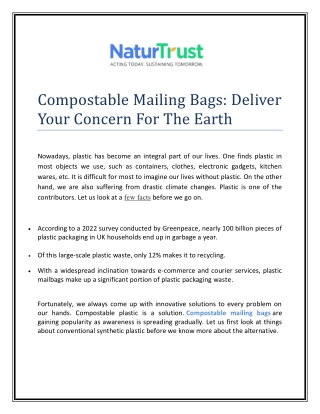 Compostable Mailing Bags Deliver Your Concern For The Earth