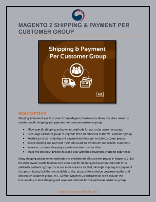 MAGENTO 2 SHIPPING & PAYMENT PER CUSTOMER GROUP