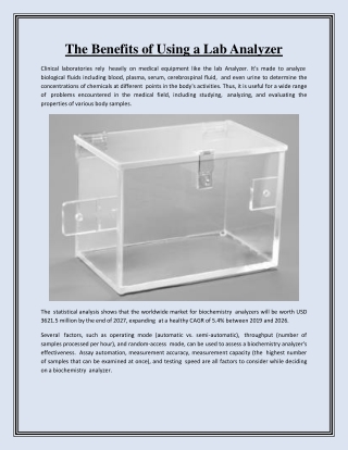 The Benefits of Using a Lab Analyzer