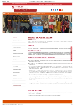 Master of Public Health in Pune | Masters in Public Health Education