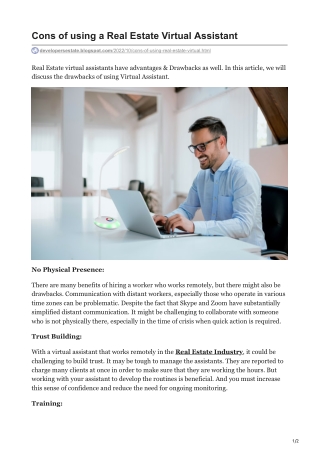 Cons of using a Real Estate Virtual Assistant