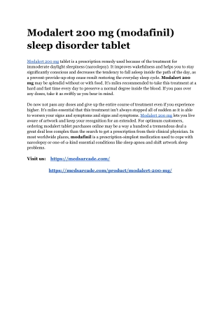 Modalert 200 mg (modafinil) sleep disorder tablet