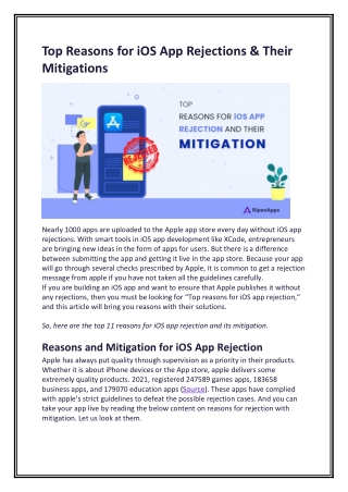 Top Reasons for iOS App Rejections & Their Mitigations