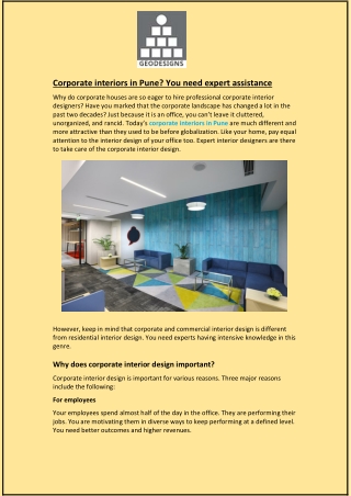 Corporate interiors in Pune? You need expert assistance
