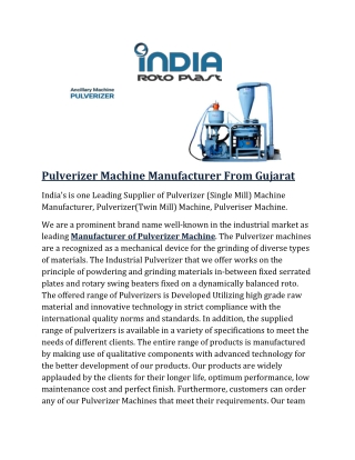 Pulverizer Machine Gujarat