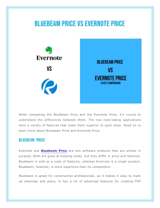 Latest Comparison - Bluebeam Price vs Evernote Price