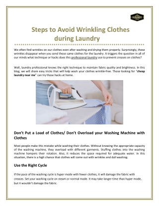 Steps to Avoid Wrinkling Clothes During Laundry