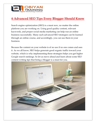 6 Advanced SEO tips every blogger should know