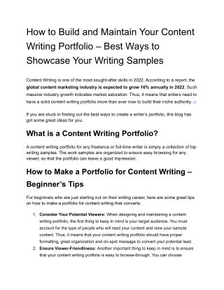 How to Build and Maintain Your Content Writing Portfolio – Best Ways to Showcase Your Writing Samples