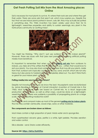 Get Fresh Potting Soil Mix from the Most Amazing places Online