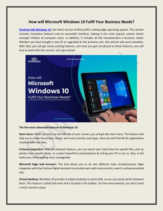 Windows 10 Fulfil Your Business Needs