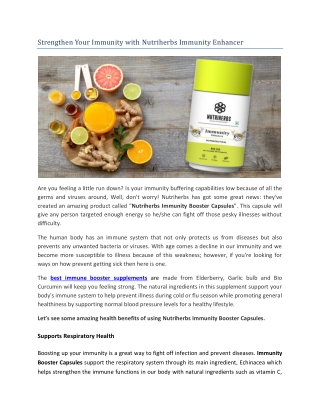 Strengthen Your Immunity with Nutriherbs Immunity Enhancer