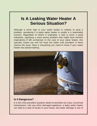 Is A Leaking Water Heater A Serious Situation?