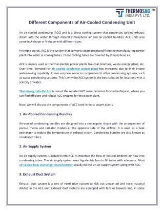 Different Components of Air-Cooled Condensing Unit