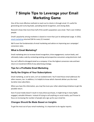 7 Simple Tips to Leverage your Email Marketing Game.docx