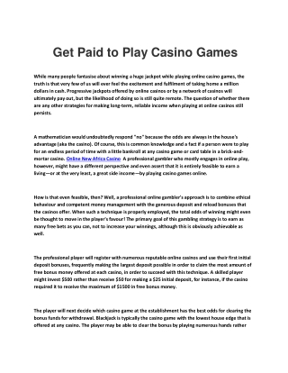 Get Paid to Play Casino Games