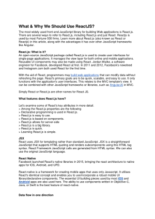 What & Why We should use Reactjs