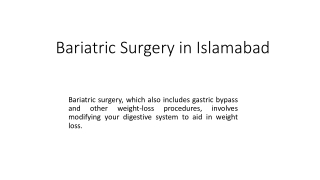 Bariatric Surgery in Islamabad