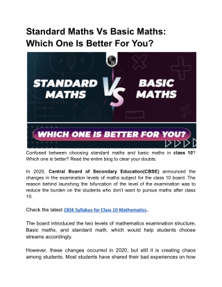 Standard maths Vs Basic maths_ Which one is Better for You