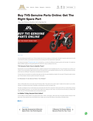 TVS genuine parts exporter