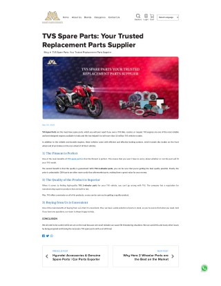 TVS spare parts exporter