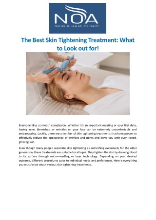 The Best Skin Tightening Treatment What to Look out for!