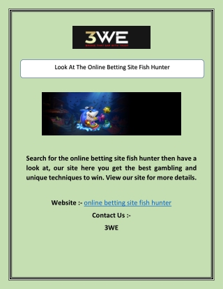 Look At The Online Betting Site Fish Hunter