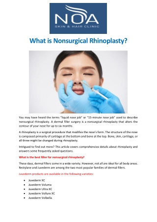 What is Nonsurgical Rhinoplasty