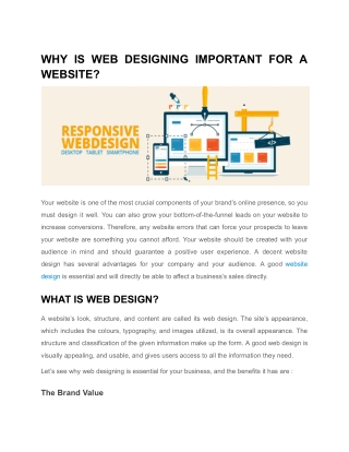 WHY IS WEB DESIGNING IMPORTANT FOR A WEBSITE?