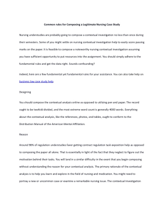 Common rules for Composing a Legitimate Nursing Case Study