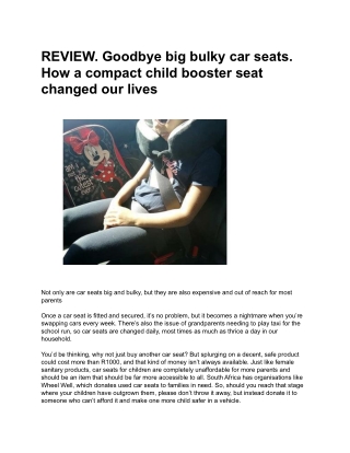 REVIEW. Goodbye big bulky car seats. How a compact child booster seat changed our lives