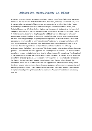 Admission consultancy in Bihar