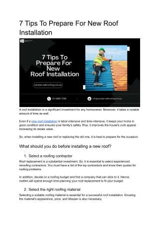 7 Tips To Prepare For New Roof Installation