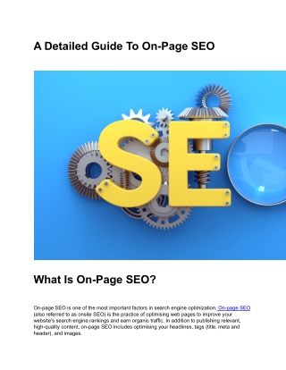 A Detailed Guide To On-Page SEO