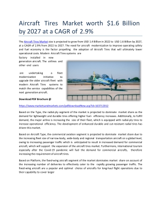 Aircraft Tires Market worth $1.6 Billion by 2027 at a CAGR of 2.9%