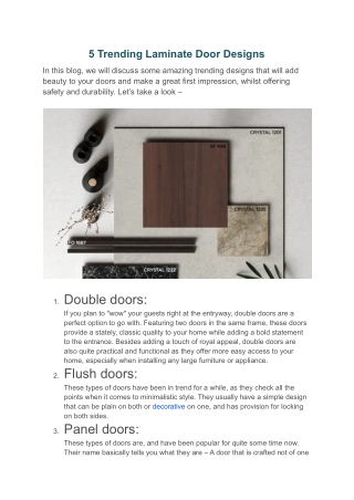 5 Trending Laminate Door Designs - Royale Touche