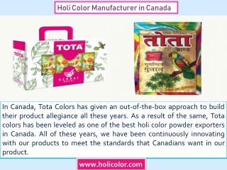 Holi Color Manufacturer in Canada