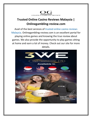 Trusted Online Casino Reviews Malaysia  Onlinegambling-review.com