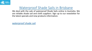 Waterproof Shade Sails in Brisban