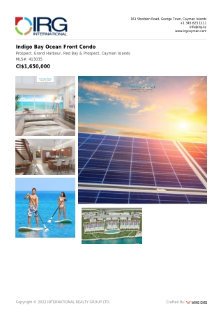 Indigo Bay Ocean Front Condo - IRG Cayman