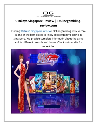 918kaya Singapore Review  Onlinegambling-review.com