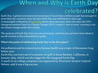 When and Why is Earth Day celebrated