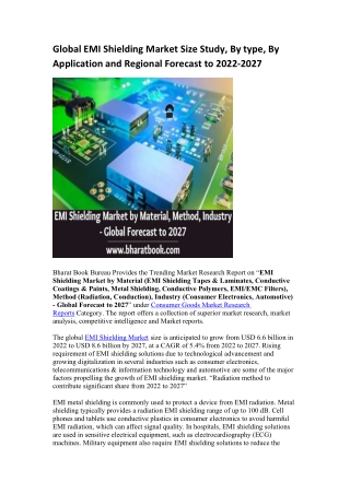 Global EMI Shielding Market Research Report 2022-2027